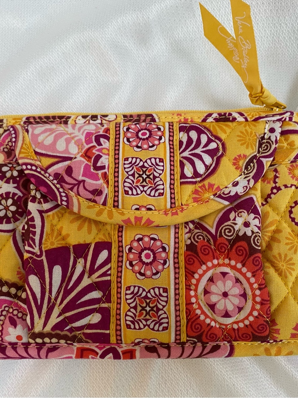 Vera Bradley Retired Bali Gold Fanny Pack Belt Bag Yellow Pink Floral Quilted